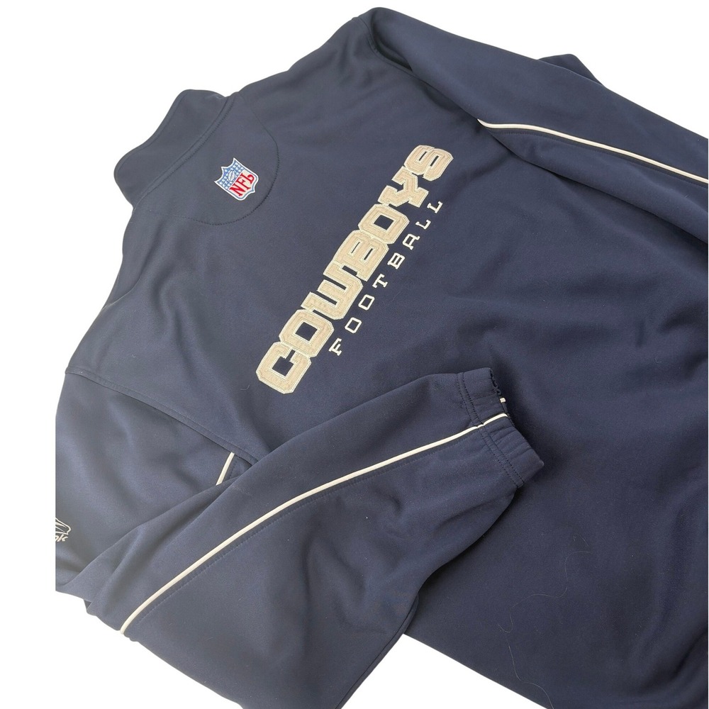 Reebok NFL Team Apparel Dallas Cowboys Quarter Zip Pullover Large Navy Mens